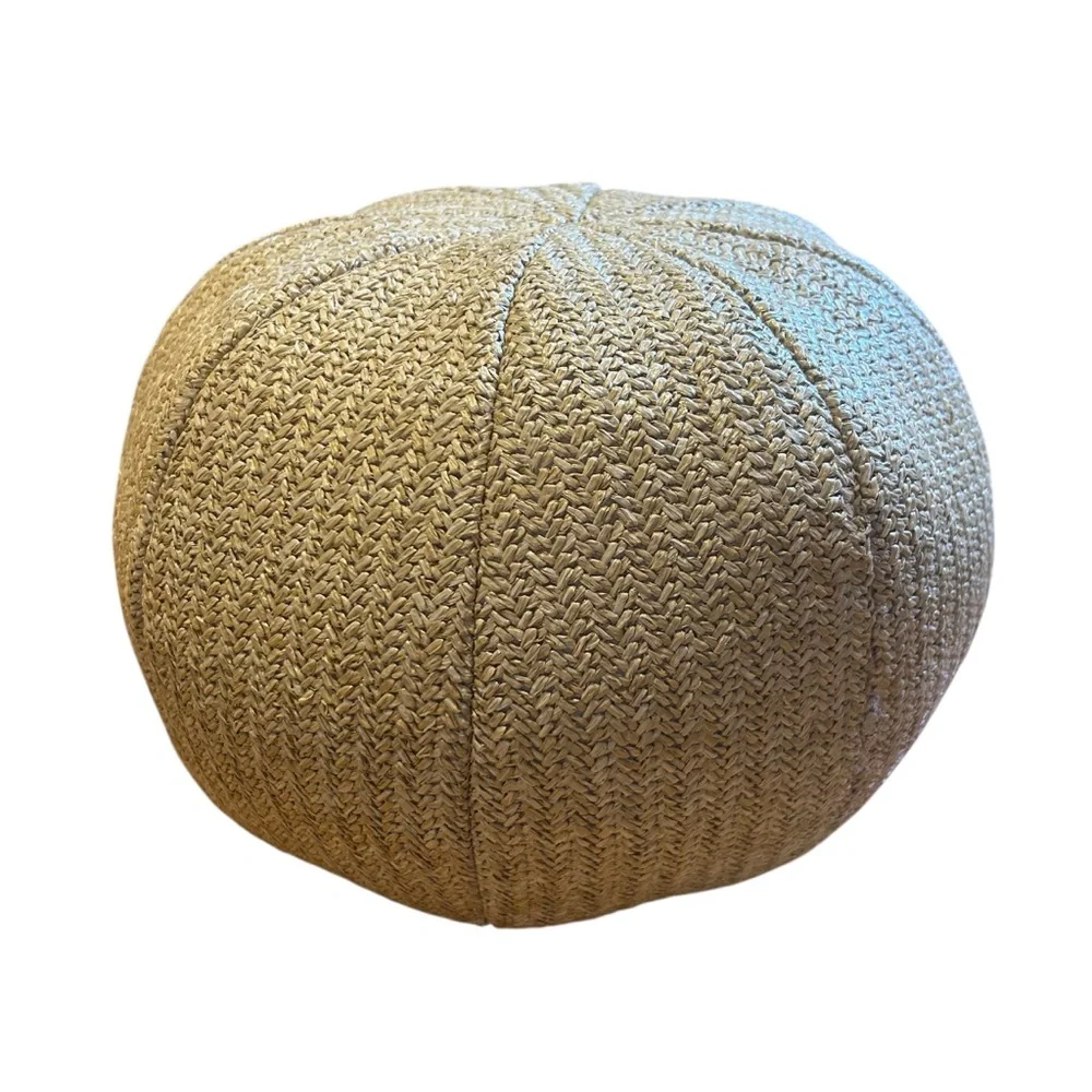 NWT Pottery Barn Faux Natural Fiber Outdoor Ball Pillow Sz 10”